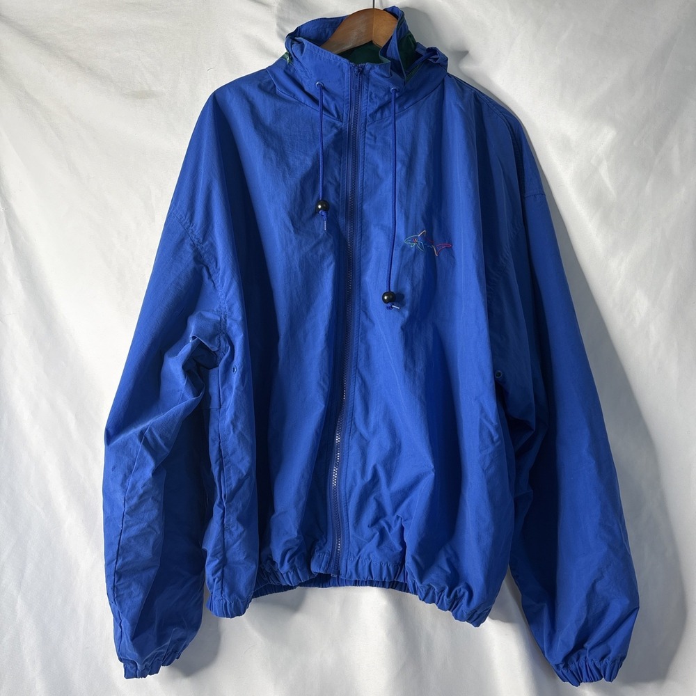 Vintage Greg Norman The Shark Golf  Windbreaker Mens XL Blue Zip‎ Jacket